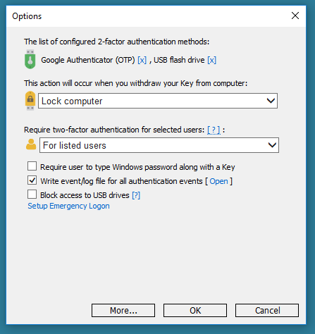 screenshot of Rohos Logon Key